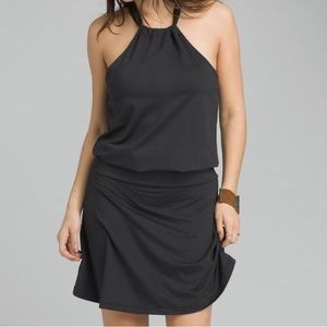 Prana Montezuma Knit Halter Dress Black with Built-in Bra